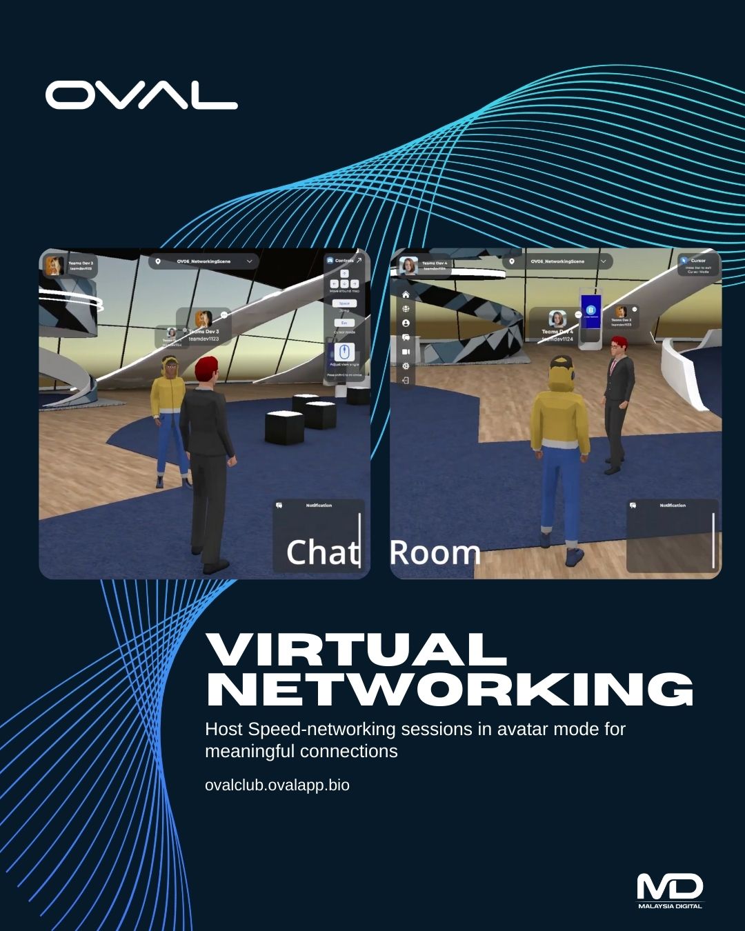 Oval Chat Room - speed networking sessions in avatar mode